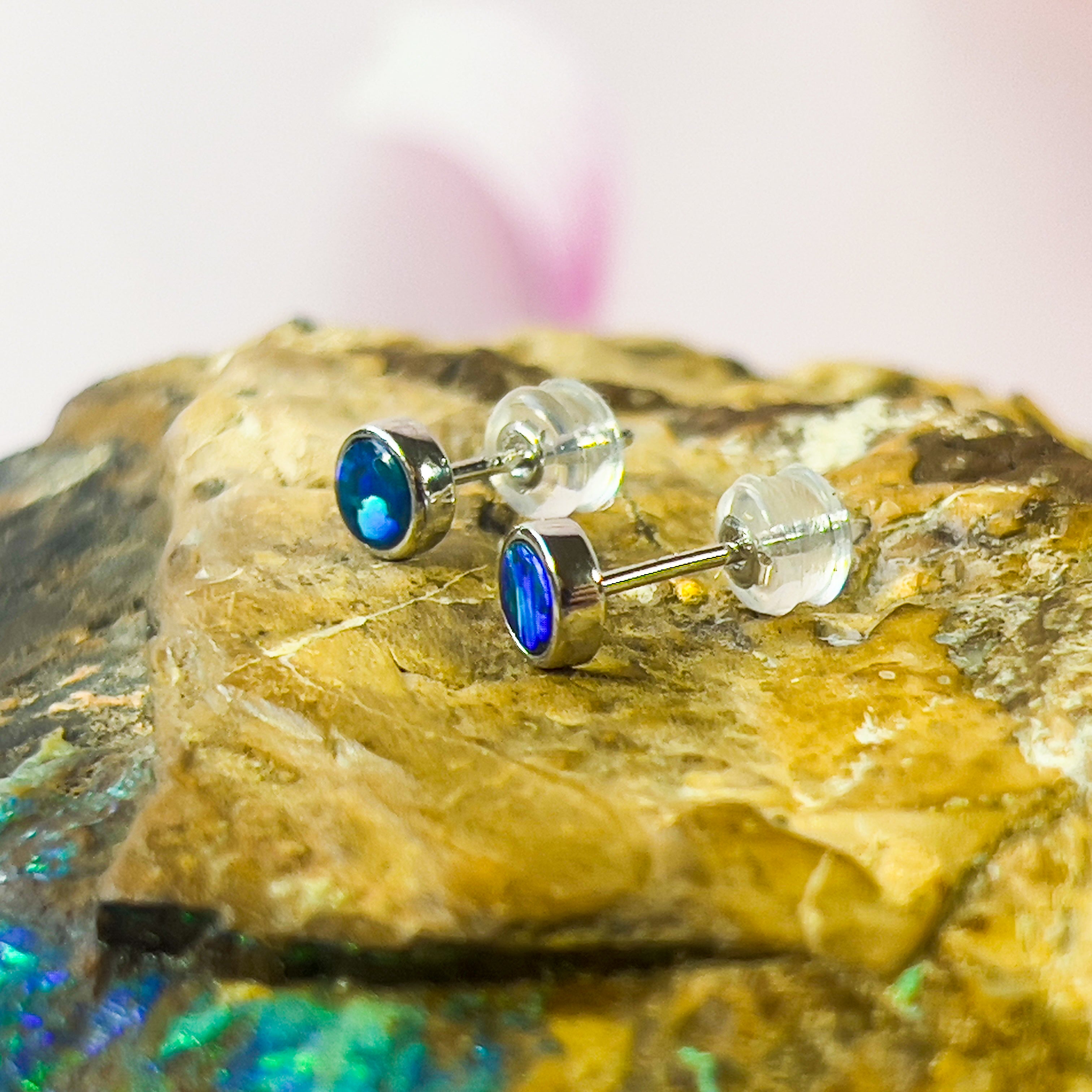 Handmade Opal Stud Earrings - Gold/Silver | Dainty & Cute | Crystal Fire Opal Jewelry | Gift for Her 3mm - Masterpiece Jewellery Opal & Gems Sydney Australia | Online Shop