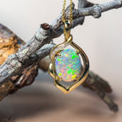 18kt Yellow Gold 4.19ct Black Opal and Diamond pendant - Masterpiece Jewellery Opal & Gems Sydney Australia | Online Shop