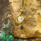 18kt Yellow gold pendant with 5mm Heart Opal and diamond - Masterpiece Jewellery Opal & Gems Sydney Australia | Online Shop