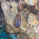 Rose Gold plated silver opal doublet pendant teardrop shape cut out - Masterpiece Jewellery Opal & Gems Sydney Australia | Online Shop