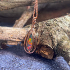 Rose Gold plated silver opal doublet pendant teardrop shape cut out - Masterpiece Jewellery Opal & Gems Sydney Australia | Online Shop