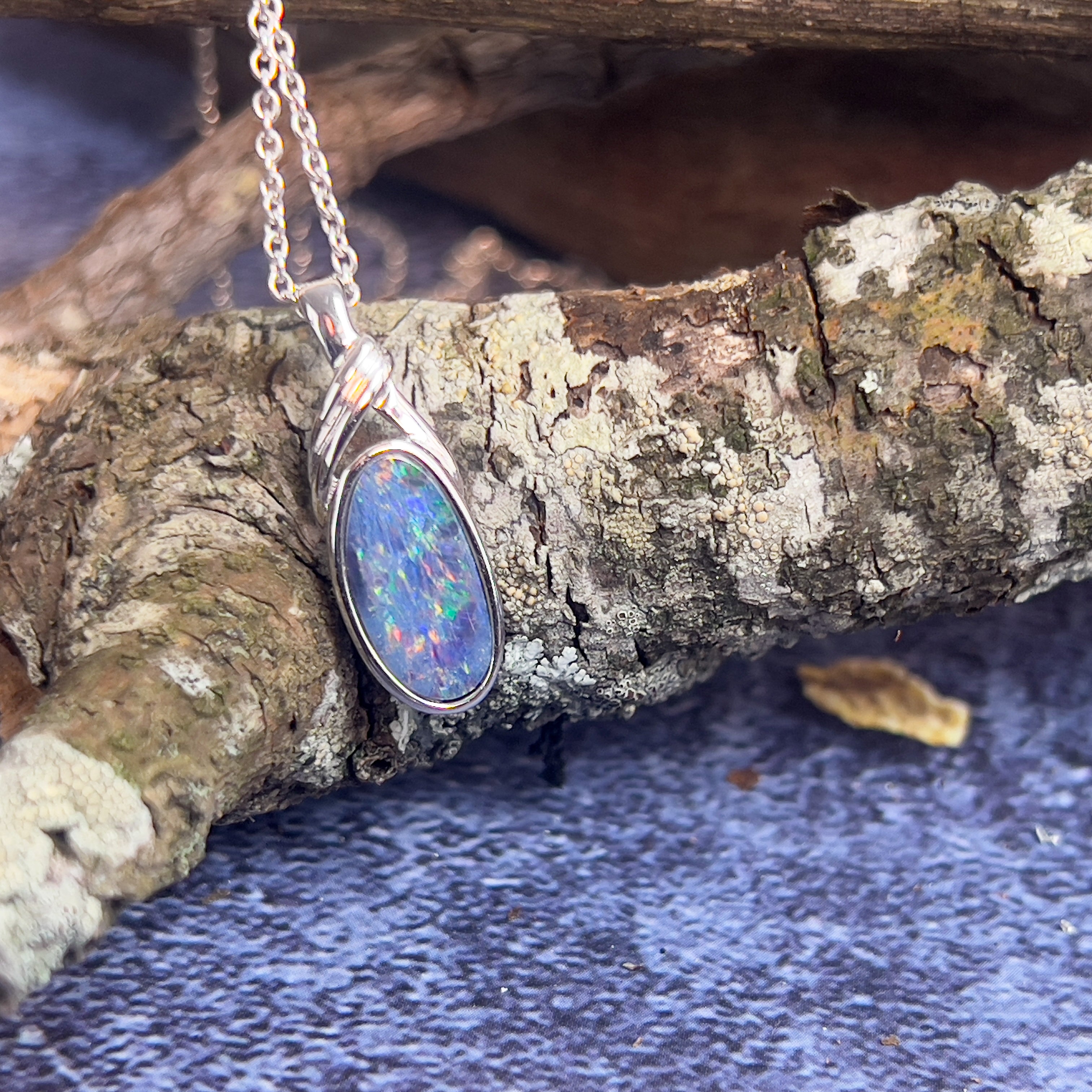 Sterling Silver Opal doublet 12.5x6.7mm pendant - Masterpiece Jewellery Opal & Gems Sydney Australia | Online Shop