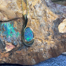 Gold Plated swirl Opal doublet 27.7x11mm pendant - Masterpiece Jewellery Opal & Gems Sydney Australia | Online Shop