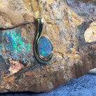 Gold Plated swirl Opal doublet 27.7x11mm pendant - Masterpiece Jewellery Opal & Gems Sydney Australia | Online Shop