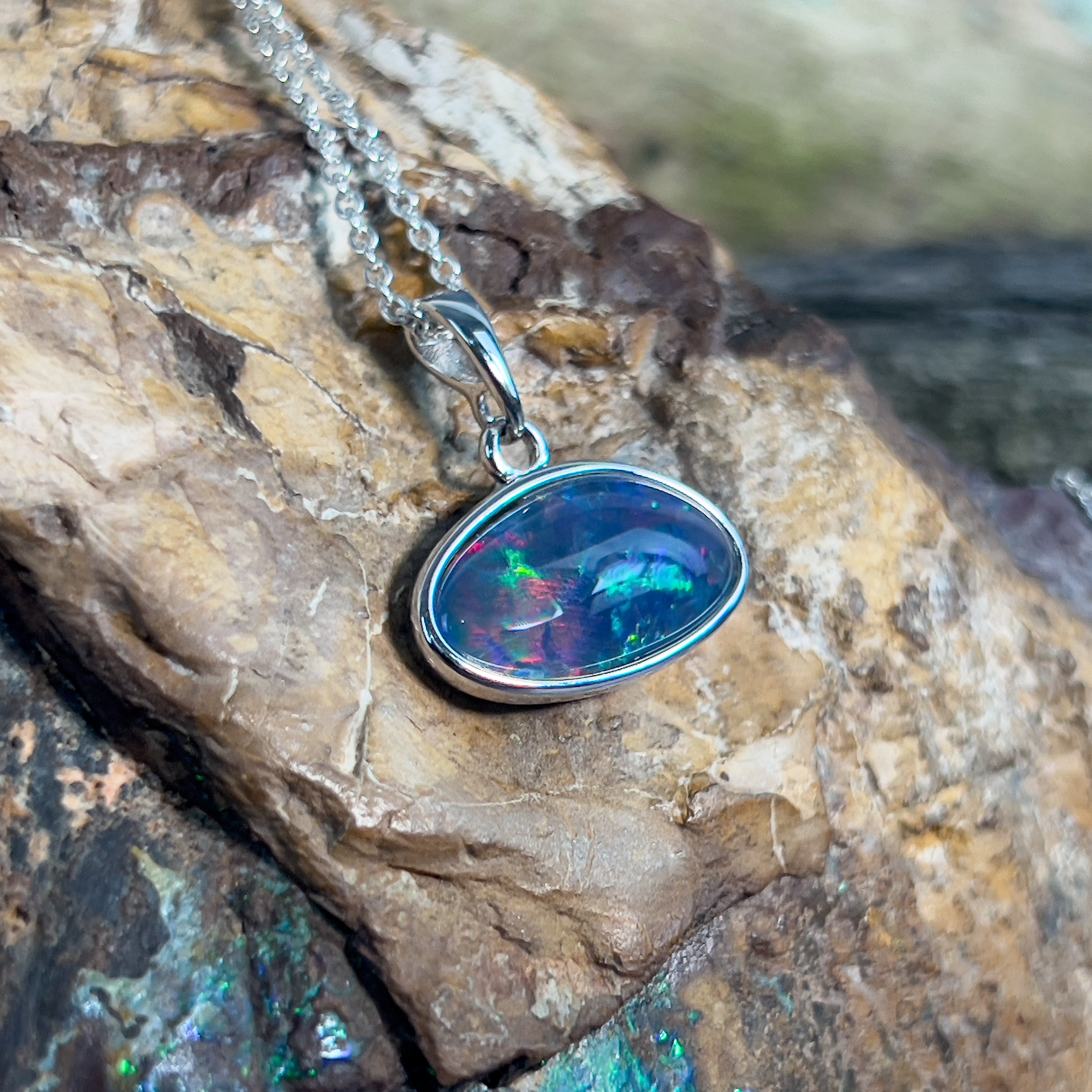 Sterling Silver Opal triplet 20x18.9mm pendant - Masterpiece Jewellery Opal & Gems Sydney Australia | Online Shop