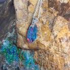 Silver Opal doublet 19x7mm pendant - Masterpiece Jewellery Opal & Gems Sydney Australia | Online Shop