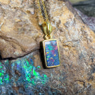 Gold Plated Silver rectangular Opal doublet pendant - Masterpiece Jewellery Opal & Gems Sydney Australia | Online Shop