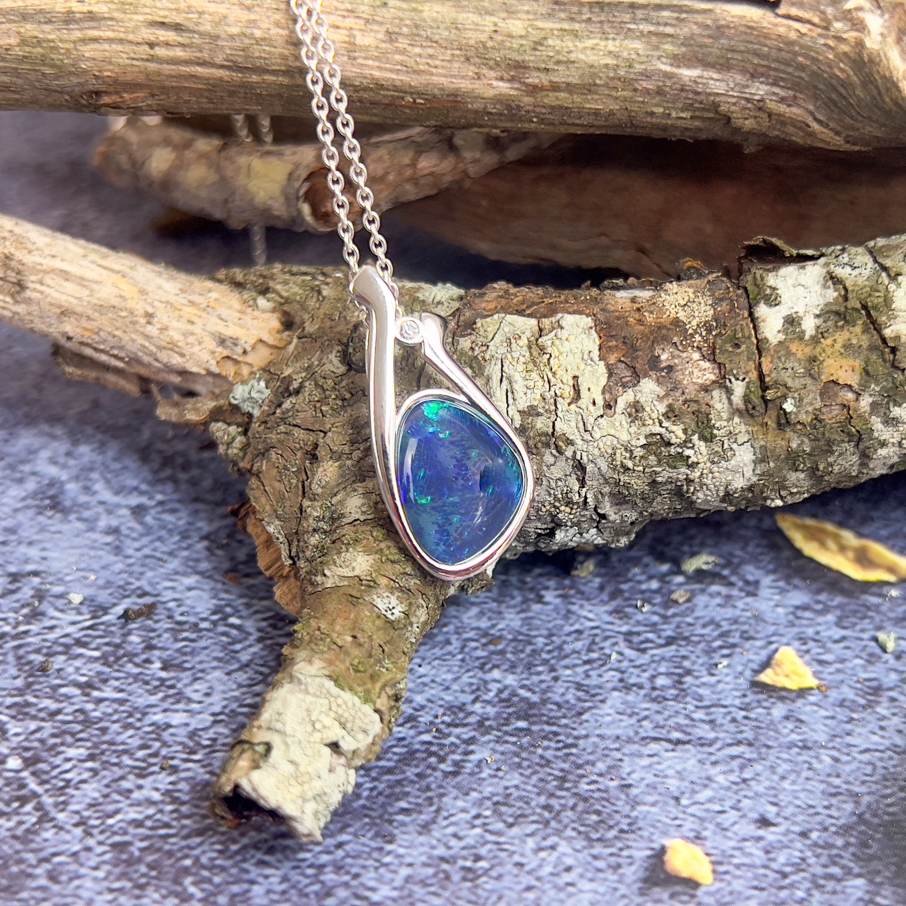 Sterling Silver Opal triplet pendant 26.9x12.8mm - Masterpiece Jewellery Opal & Gems Sydney Australia | Online Shop