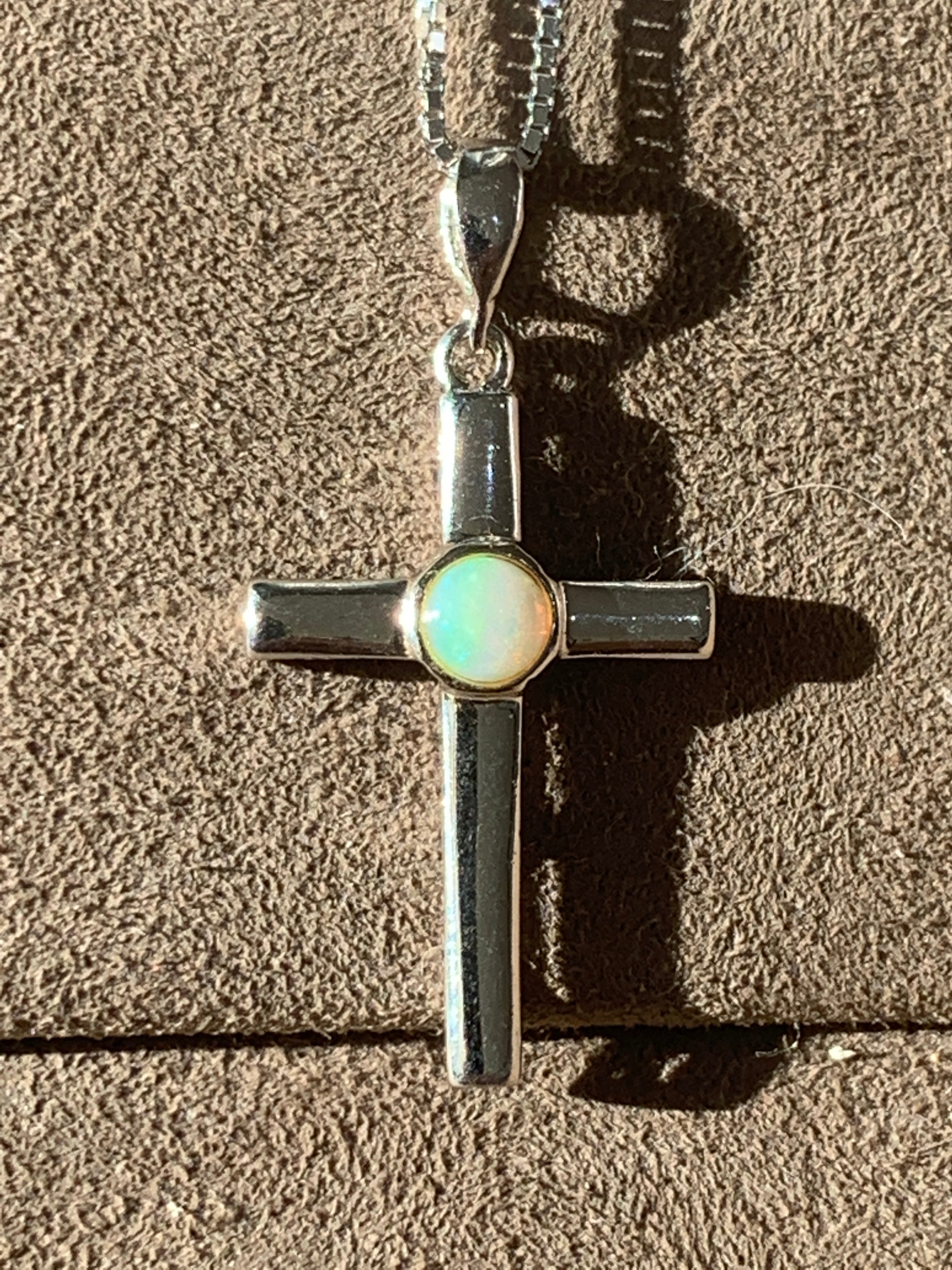 Sterling Silver Opal cross pendant - Masterpiece Jewellery Opal & Gems Sydney Australia | Online Shop