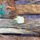 Gold plated Sterling Silver White Opal 1.25ct bezel set ring - Masterpiece Jewellery Opal & Gems Sydney Australia | Online Shop