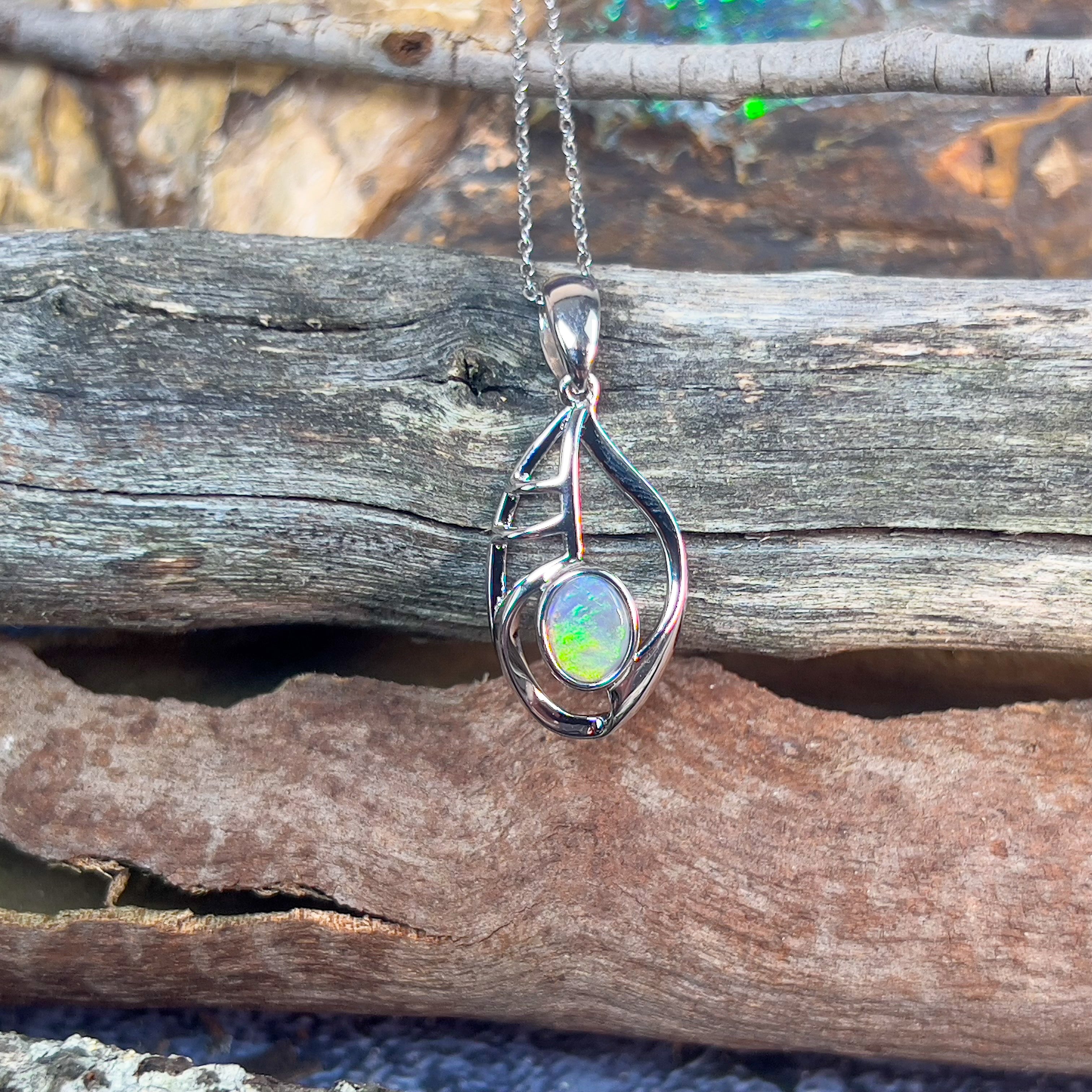 Sterling Silver patterned Black Opal pendant - Masterpiece Jewellery Opal & Gems Sydney Australia | Online Shop