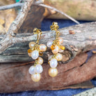 18kt Yellow Gold dangling Pearl, Diamond and Citrine earrings - Masterpiece Jewellery Opal & Gems Sydney Australia | Online Shop