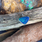 Sterling Silver Blue Green triangle opal doublet 17x13mm pendant - Masterpiece Jewellery Opal & Gems Sydney Australia | Online Shop