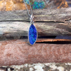 Sterling Silver Blue Opal doublet long pendant - Masterpiece Jewellery Opal & Gems Sydney Australia | Online Shop