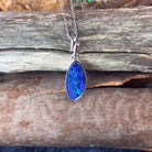 Sterling Silver Blue Opal doublet long pendant - Masterpiece Jewellery Opal & Gems Sydney Australia | Online Shop