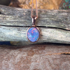 One Rose Gold plated silver 10x8mm Opal triplet pendant - Masterpiece Jewellery Opal & Gems Sydney Australia | Online Shop