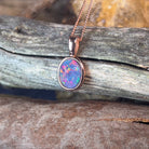 One Rose Gold plated silver 10x8mm Opal triplet pendant - Masterpiece Jewellery Opal & Gems Sydney Australia | Online Shop