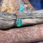 Sterling Silver Rose Gold plated 14x10mm Opal triplet claw set pendant - Masterpiece Jewellery Opal & Gems Sydney Australia | Online Shop