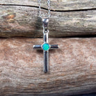 Sterling Silver small cross with 3mm round Opal triplet - Masterpiece Jewellery Opal & Gems Sydney Australia | Online Shop