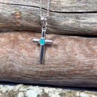 Sterling Silver small cross with 3mm round Opal triplet - Masterpiece Jewellery Opal & Gems Sydney Australia | Online Shop