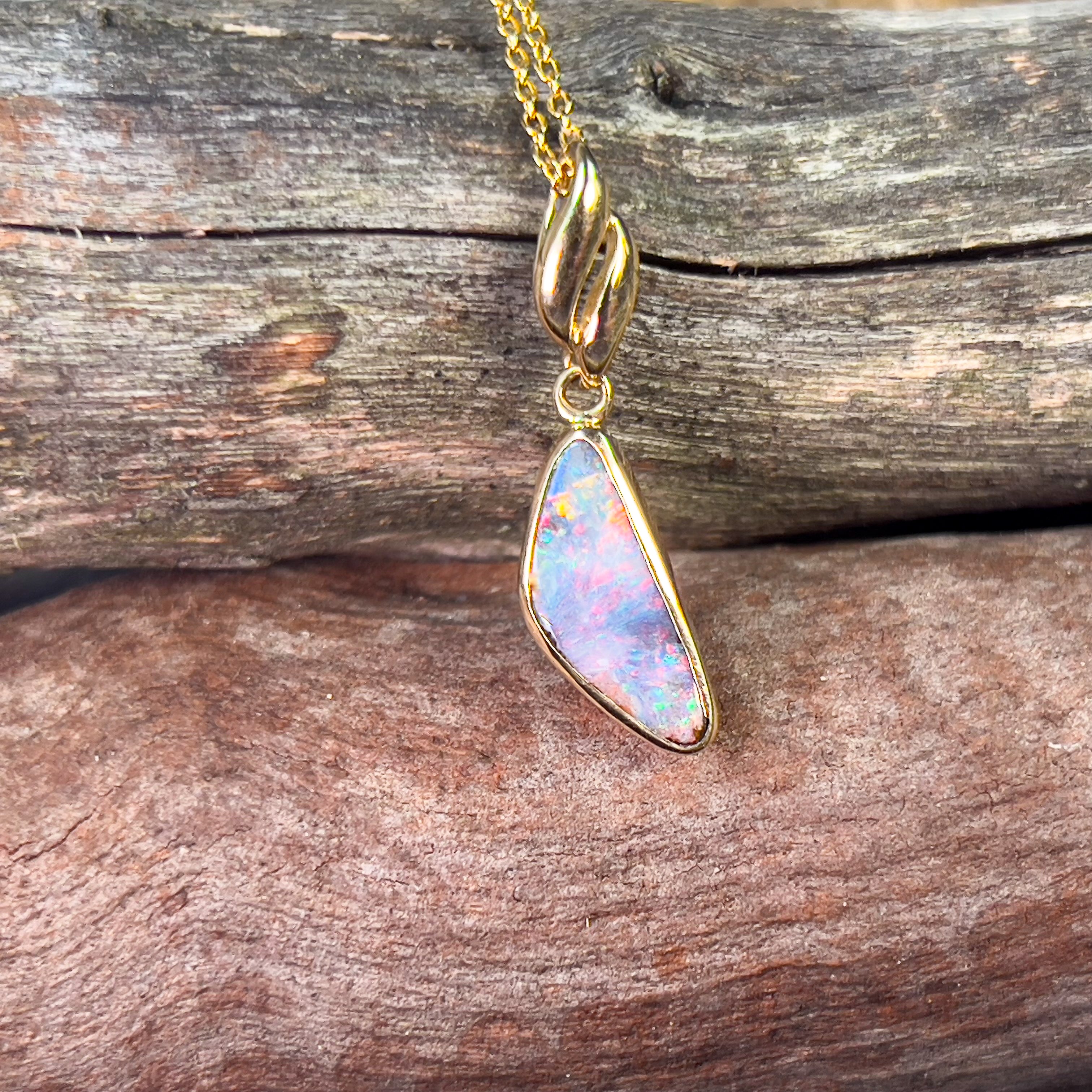 18kt Yellow Gold Boulder opal 1.1ct pendant - Masterpiece Jewellery Opal & Gems Sydney Australia | Online Shop