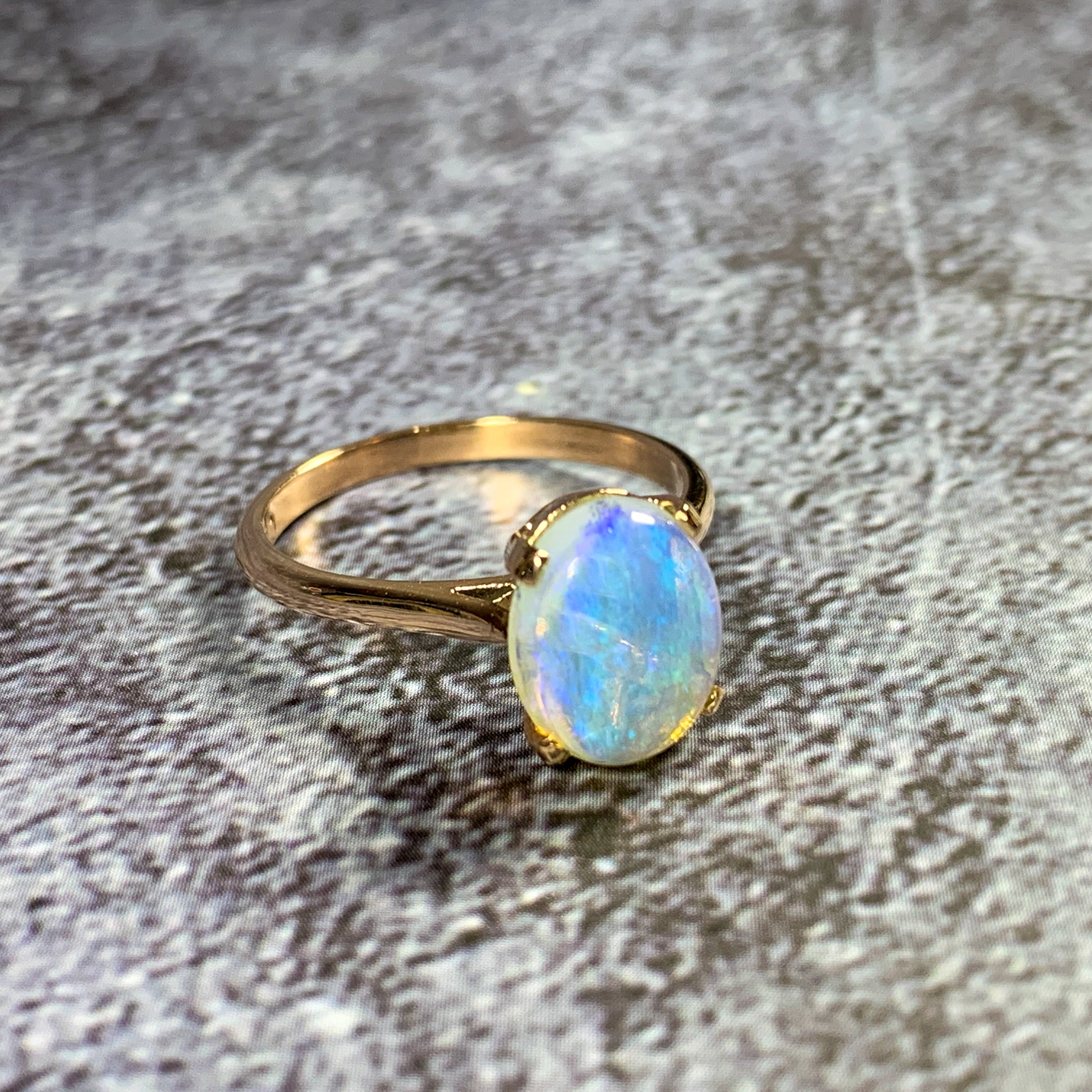 9kt Rose Gold Light Opal 1.64ct solitaire ring - Masterpiece Jewellery Opal & Gems Sydney Australia | Online Shop