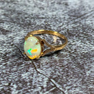 One 9kt Rose Gold solitaire ring set with one Green Blue Light Opal 1.49ct - Masterpiece Jewellery Opal & Gems Sydney Australia | Online Shop