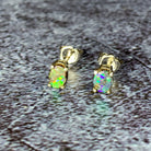 9kt White Gold Boulder Opal 1.1ct pair of studs - Masterpiece Jewellery Opal & Gems Sydney Australia | Online Shop