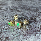 9kt White Gold Boulder Opal 1.1ct pair of studs - Masterpiece Jewellery Opal & Gems Sydney Australia | Online Shop