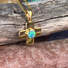 18kt Yellow Gold Black Opal 0.4ct cross pendant - Masterpiece Jewellery Opal & Gems Sydney Australia | Online Shop