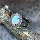 Sterling Silver White Opal cluster ring 8x6mm - Masterpiece Jewellery Opal & Gems Sydney Australia | Online Shop