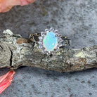 Sterling Silver White Opal cluster ring 8x6mm - Masterpiece Jewellery Opal & Gems Sydney Australia | Online Shop