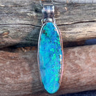 14kt White Gold long oval shape Boulder Opal 22.03ct pendant - Masterpiece Jewellery Opal & Gems Sydney Australia | Online Shop