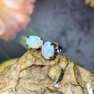 Sterling Silver 7x5mm White Opal claw studs - Masterpiece Jewellery Opal & Gems Sydney Australia | Online Shop