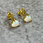 Gold plated silver 5mm heart shape White Opal studs - Masterpiece Jewellery Opal & Gems Sydney Australia | Online Shop