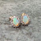 Rose Gold plated silver 7x5mm White Opal cluster earrings - Masterpiece Jewellery Opal & Gems Sydney Australia | Online Shop