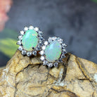 Sterling Silver 7x5mm White Opal cluster earrings - Masterpiece Jewellery Opal & Gems Sydney Australia | Online Shop