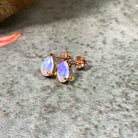 Rose Gold plated silver 8x5mm Pear shape White Opal studs - Masterpiece Jewellery Opal & Gems Sydney Australia | Online Shop