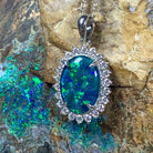 Sterling Silver Opal Necklace with 14x10mm triplet cluster design pendant - Masterpiece Jewellery Opal & Gems Sydney Australia | Online Shop