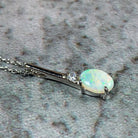 Sterling Silver drop pendant 8x6mm White Opal Necklace - Masterpiece Jewellery Opal & Gems Sydney Australia | Online Shop