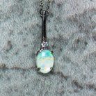 Sterling Silver drop pendant 8x6mm White Opal Necklace - Masterpiece Jewellery Opal & Gems Sydney Australia | Online Shop