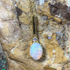 Gold plated drop style 8x6mm White Opal pendant - Masterpiece Jewellery Opal & Gems Sydney Australia | Online Shop