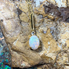 Gold plated drop style 8x6mm White Opal pendant - Masterpiece Jewellery Opal & Gems Sydney Australia | Online Shop