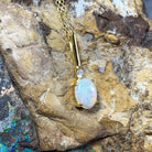 Gold plated drop style 8x6mm White Opal pendant - Masterpiece Jewellery Opal & Gems Sydney Australia | Online Shop