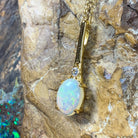 Gold plated drop style 8x6mm White Opal pendant - Masterpiece Jewellery Opal & Gems Sydney Australia | Online Shop