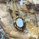 Gold Plated 8x6mm Sterling Silver White Opal pendant Necklace - Masterpiece Jewellery Opal & Gems Sydney Australia | Online Shop