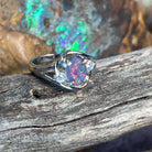 Sterling Silver swirl 8x6mm Opal ring - Masterpiece Jewellery Opal & Gems Sydney Australia | Online Shop