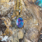 9kt Yellow Gold 8x6mm Opal doublet bezel set pendant - Masterpiece Jewellery Opal & Gems Sydney Australia | Online Shop