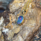 9kt Yellow Gold 8x6mm Opal doublet bezel set pendant - Masterpiece Jewellery Opal & Gems Sydney Australia | Online Shop