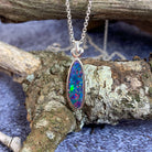 Sterling Silver Opal doublet 23x6mm pendant - Masterpiece Jewellery Opal & Gems Sydney Australia | Online Shop